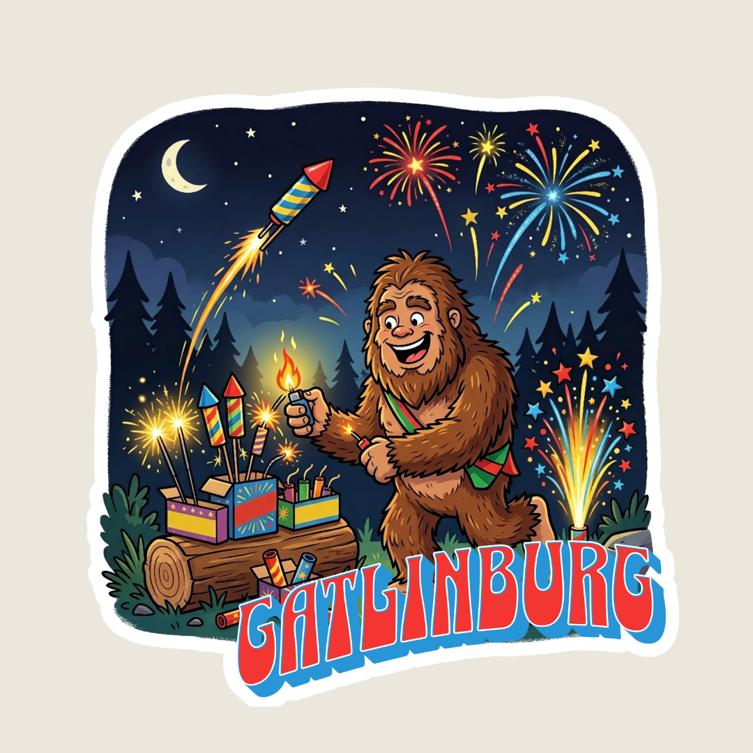 Big Foot finds Fireworks Custom Sticker