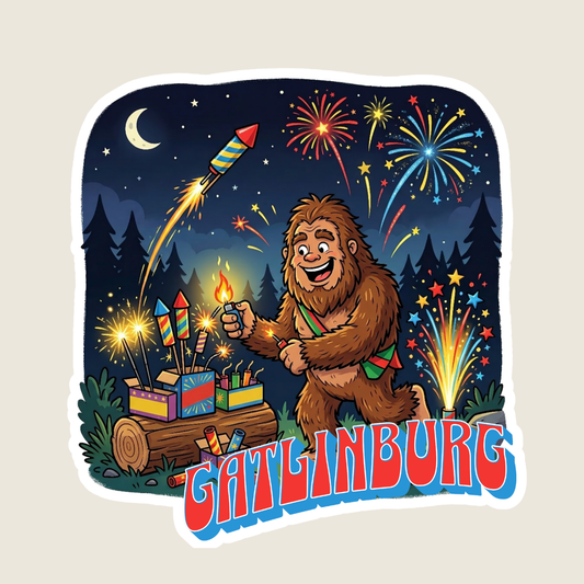 Big Foot finds Fireworks Custom Sticker