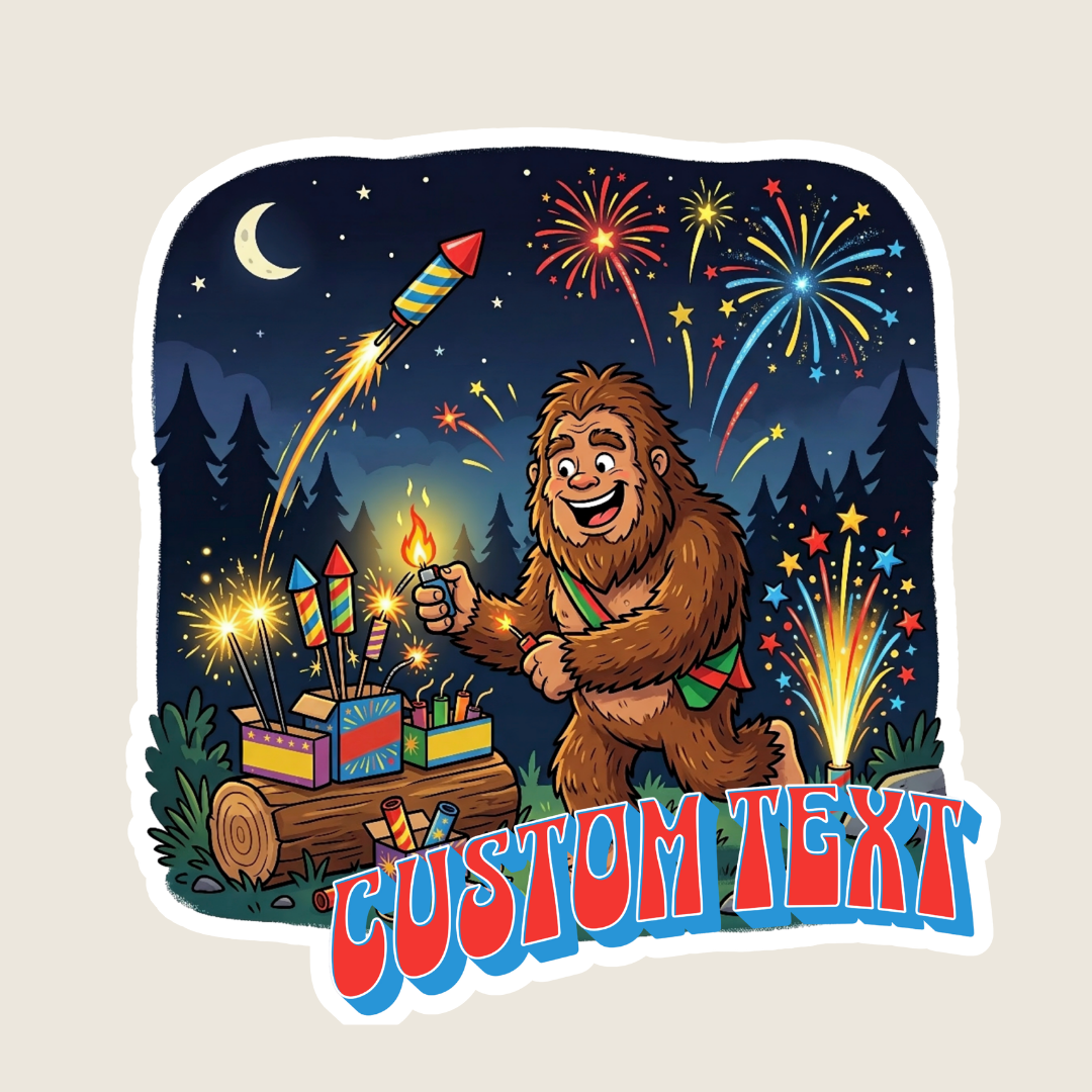 Big Foot finds Fireworks Custom Sticker
