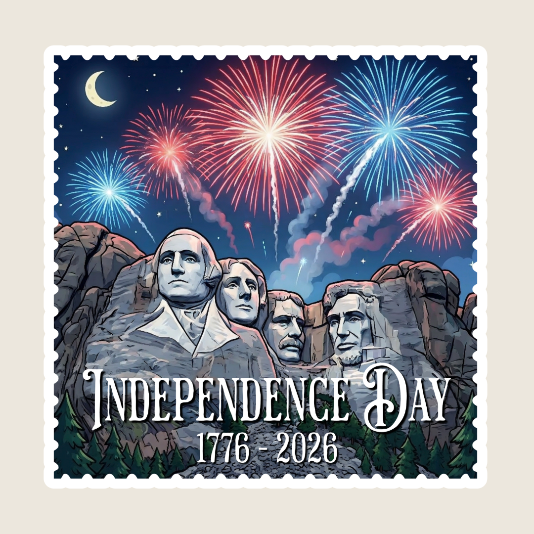 Mount Rushmore Independence Day Stamp Sticker