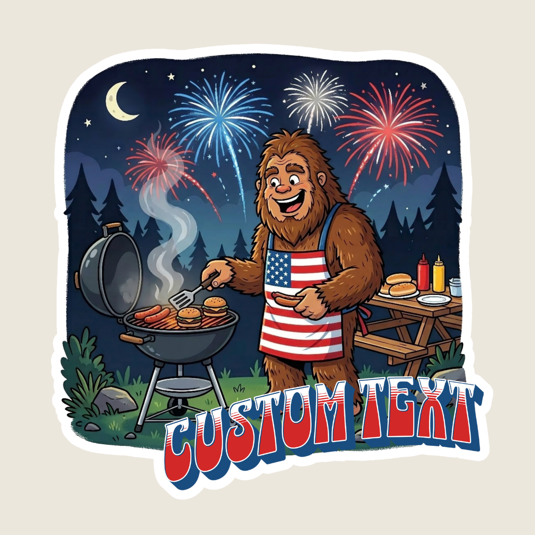 Big Foot Grilling on July 4th Custom Sticker