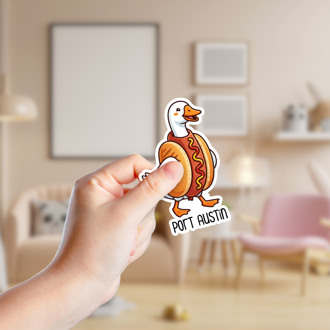 Silly Goose in Hot Dog Costume Sticker