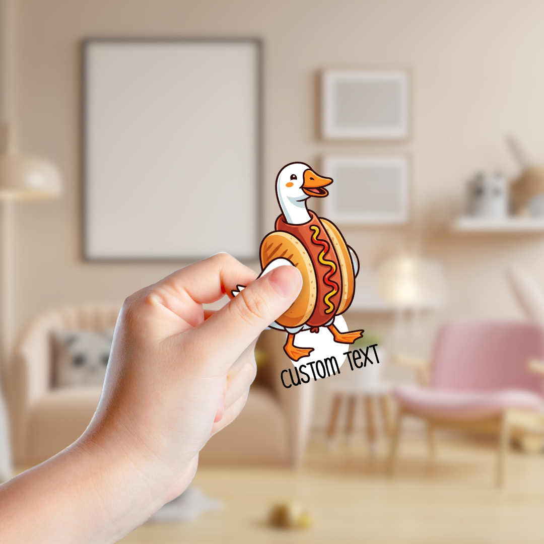 Silly Goose in Hot Dog Costume Sticker