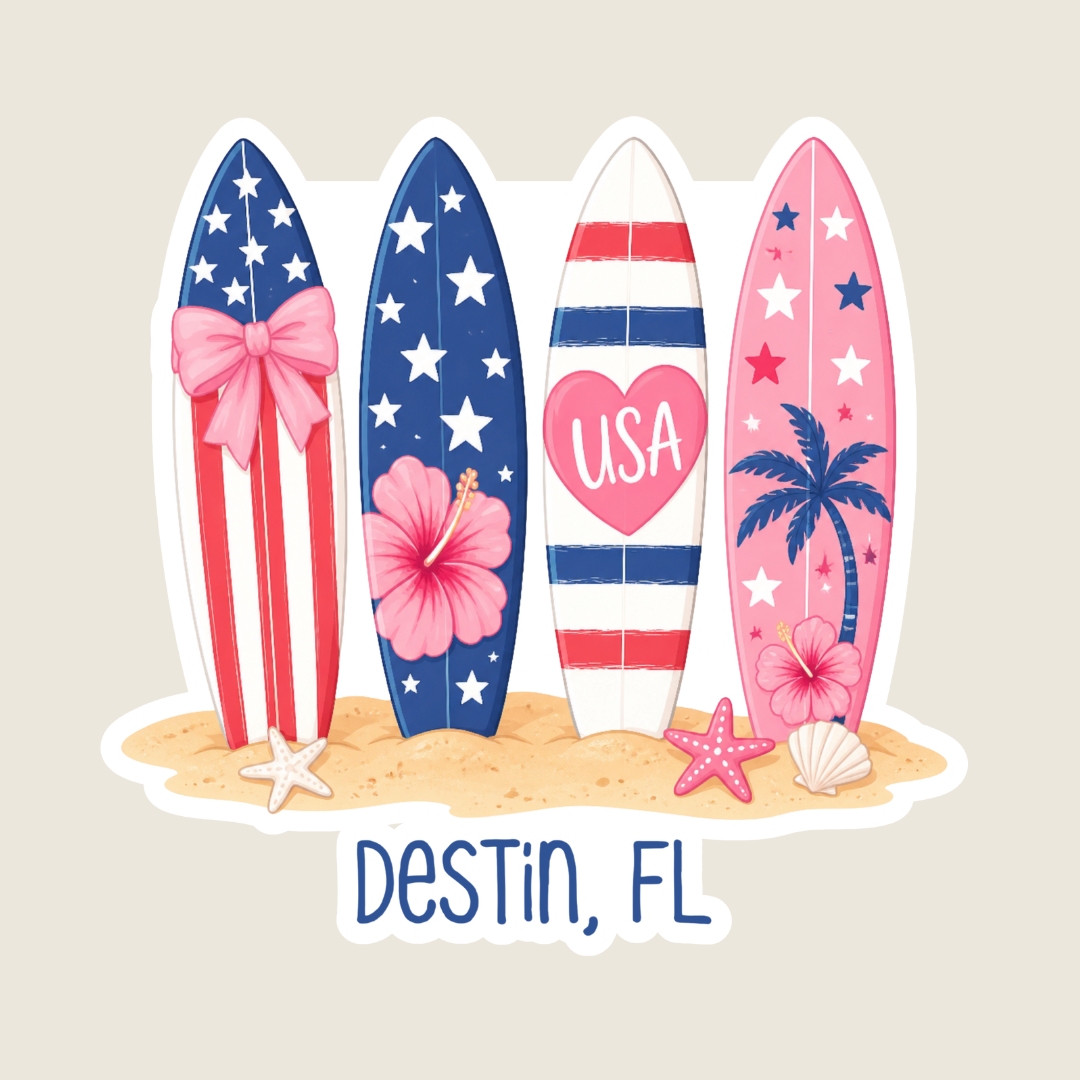 Cute Patriotic Surfboards Custom Sticker