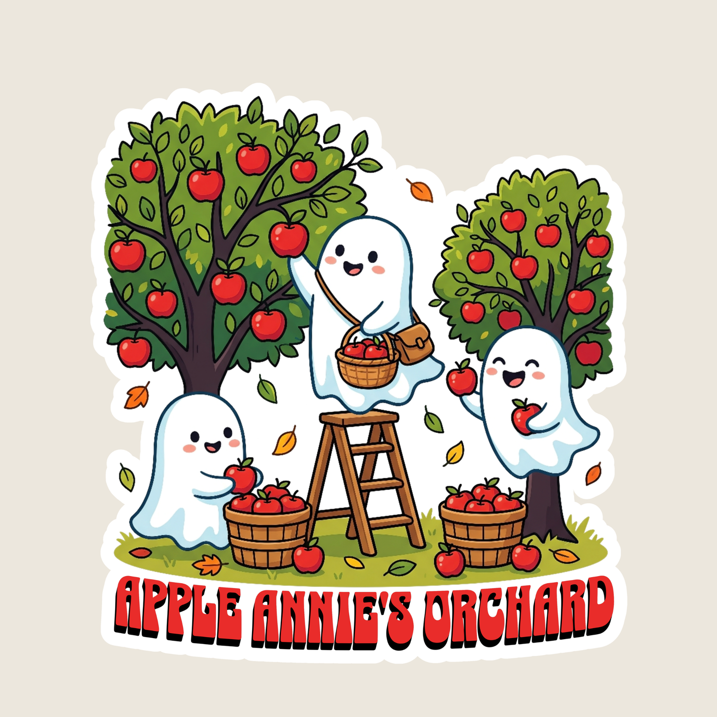 Ghosts Apple Picking Custom Sticker