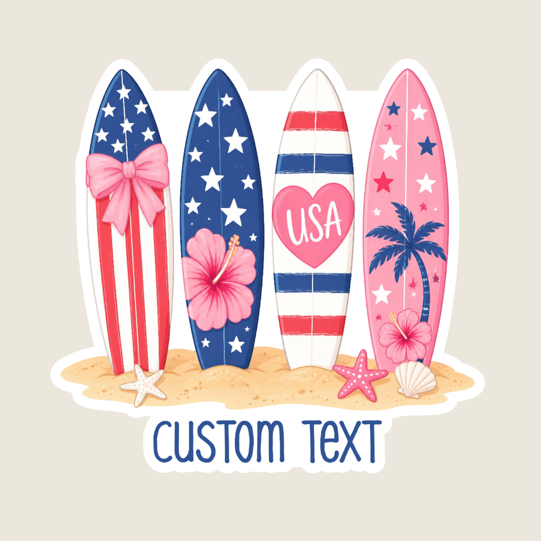 Cute Patriotic Surfboards Custom Sticker