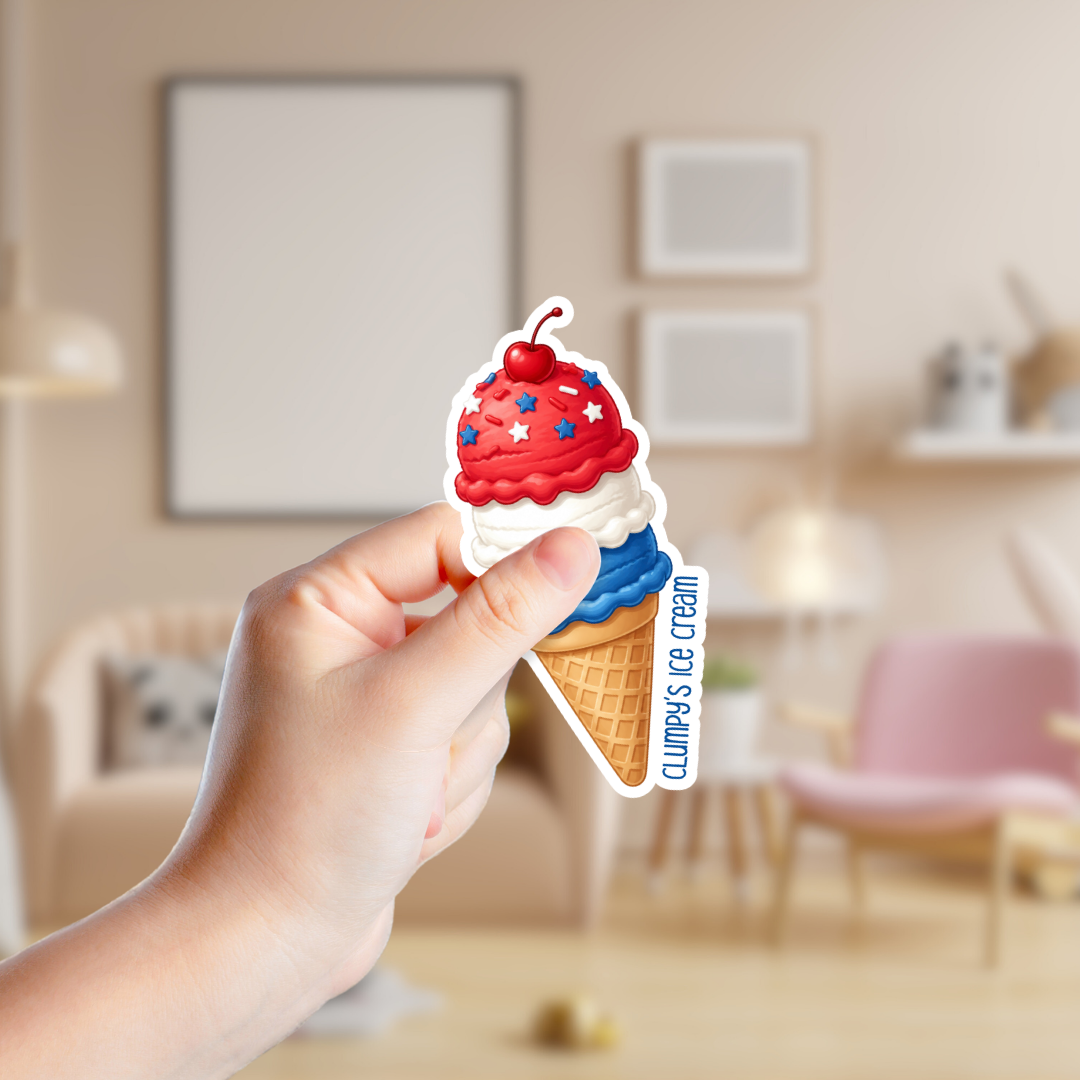 Red, White, and Blue Ice Cream Cone Custom Sticker