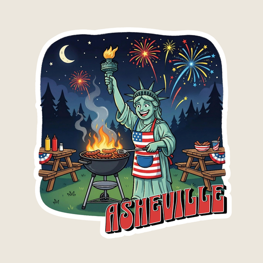 Statue of Liberty Grilling on July 4th Custom Sticker