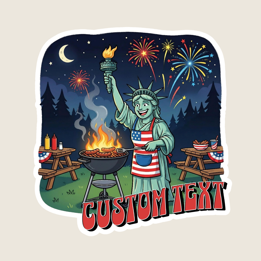 Statue of Liberty Grilling on July 4th Custom Sticker