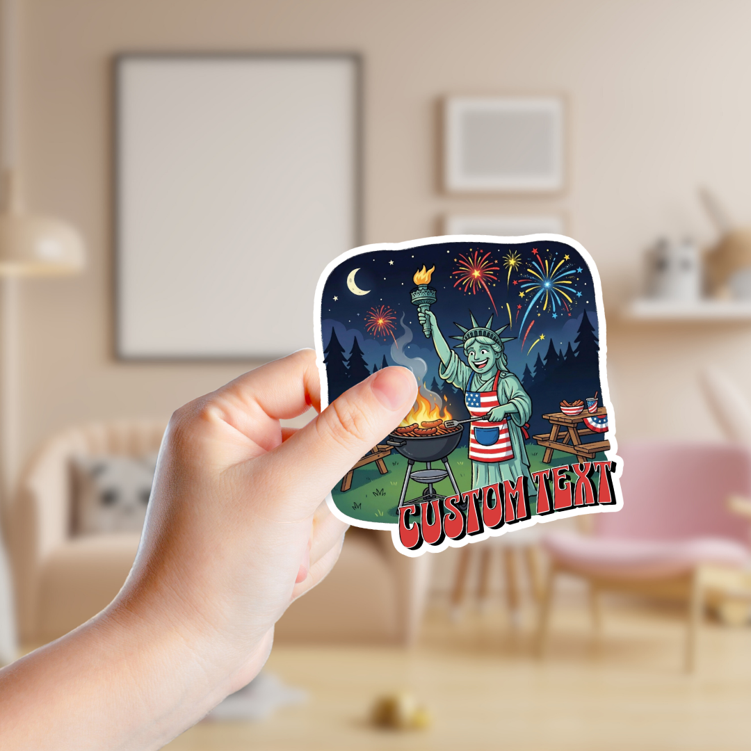 Statue of Liberty Grilling on July 4th Custom Sticker