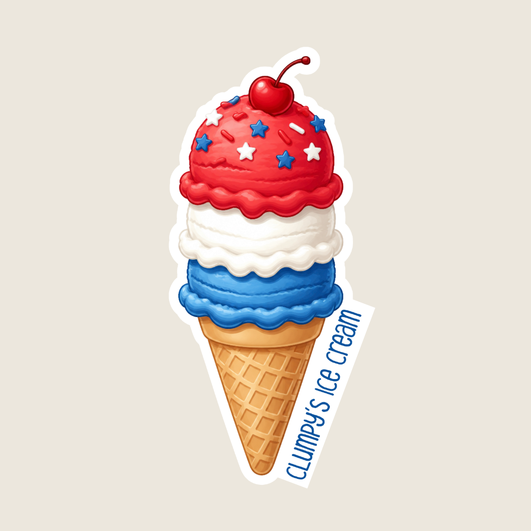 Red, White, and Blue Ice Cream Cone Custom Sticker