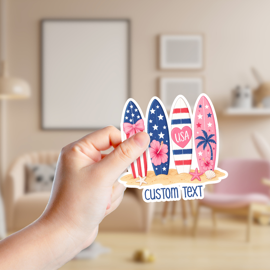 Cute Patriotic Surfboards Custom Sticker