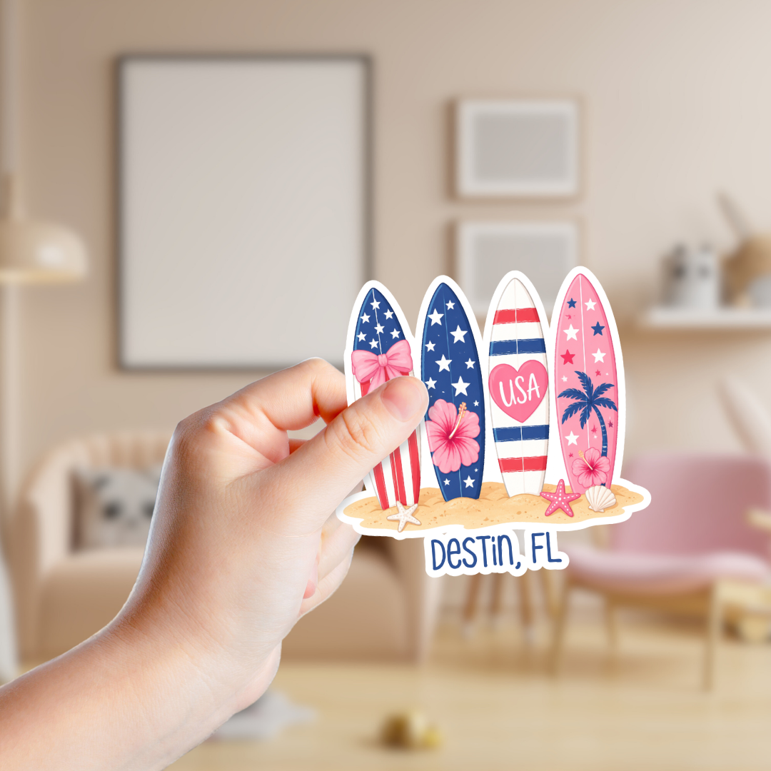 Cute Patriotic Surfboards Custom Sticker