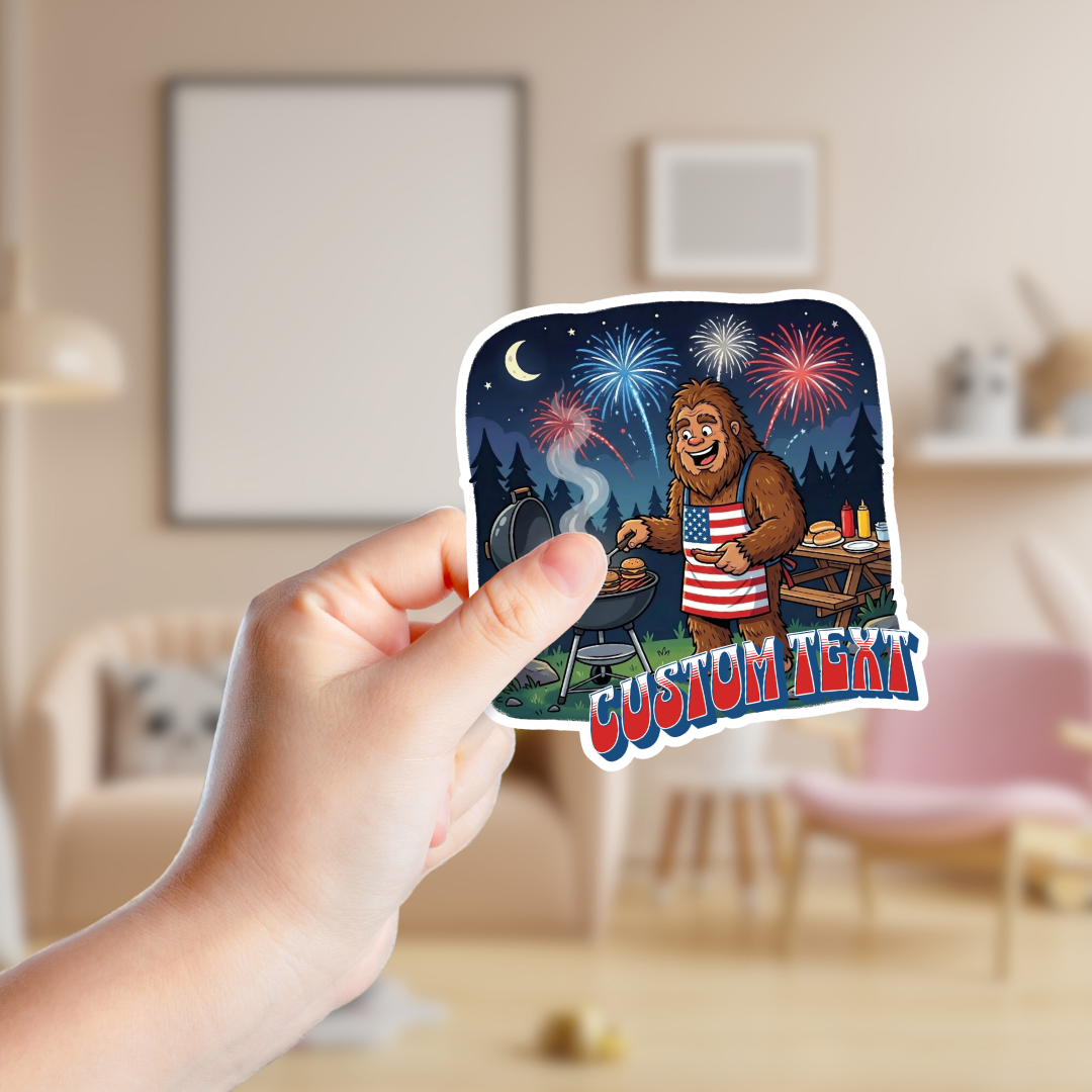 Big Foot Grilling on July 4th Custom Sticker