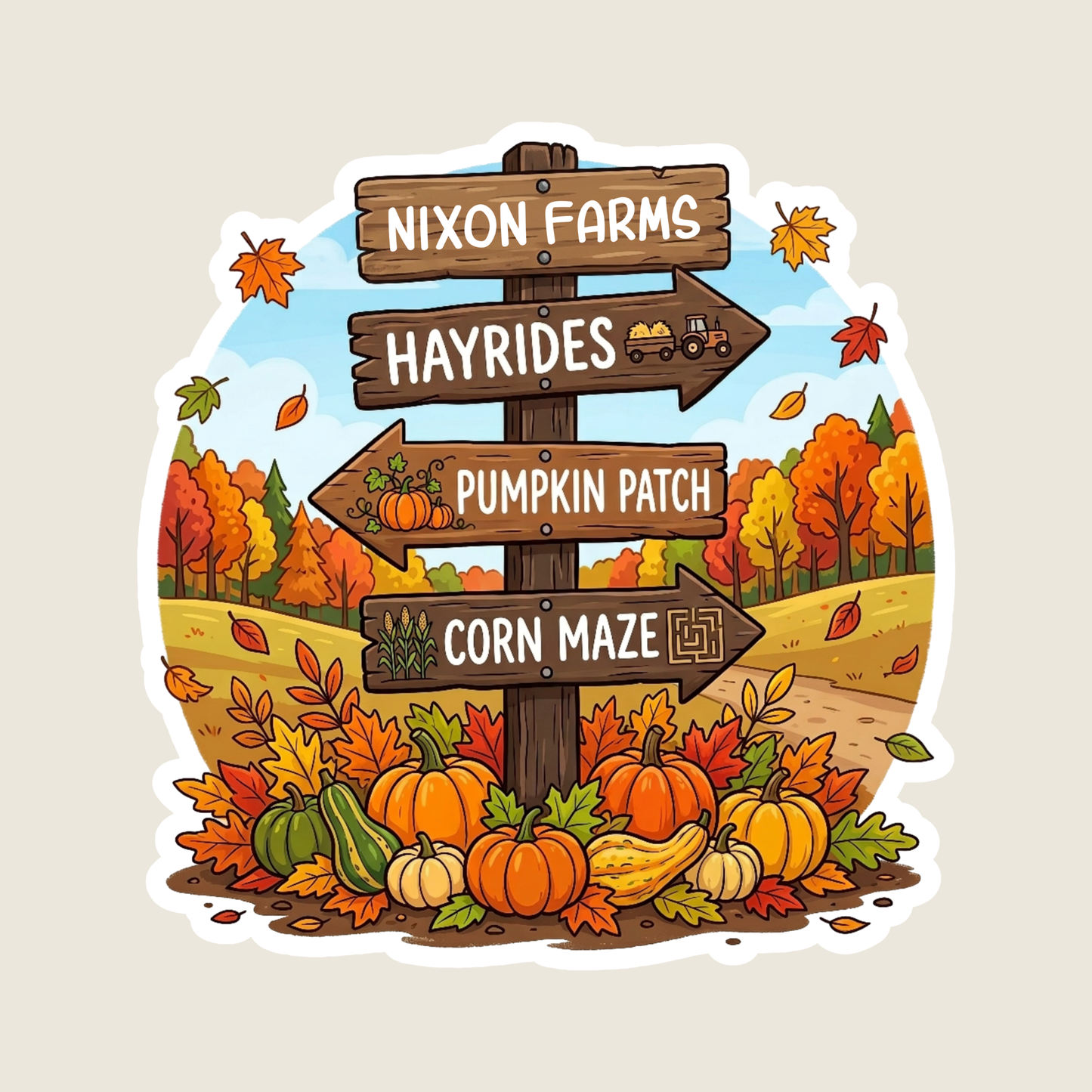 Fall Rustic Farm Sign Custom Sticker