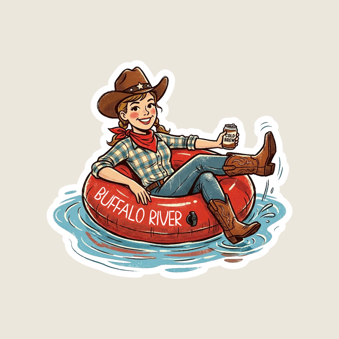 Coastal Cowgirl Tubing Custom Sticker