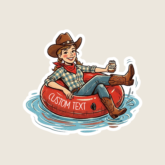 Coastal Cowgirl Tubing Custom Sticker