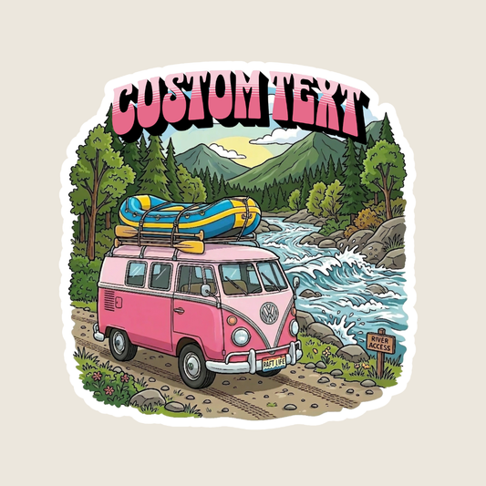 Pink Van Ready to Raft Custom Sticker
