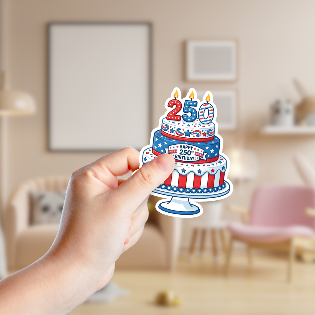 July 4th Birthday Cake Sticker