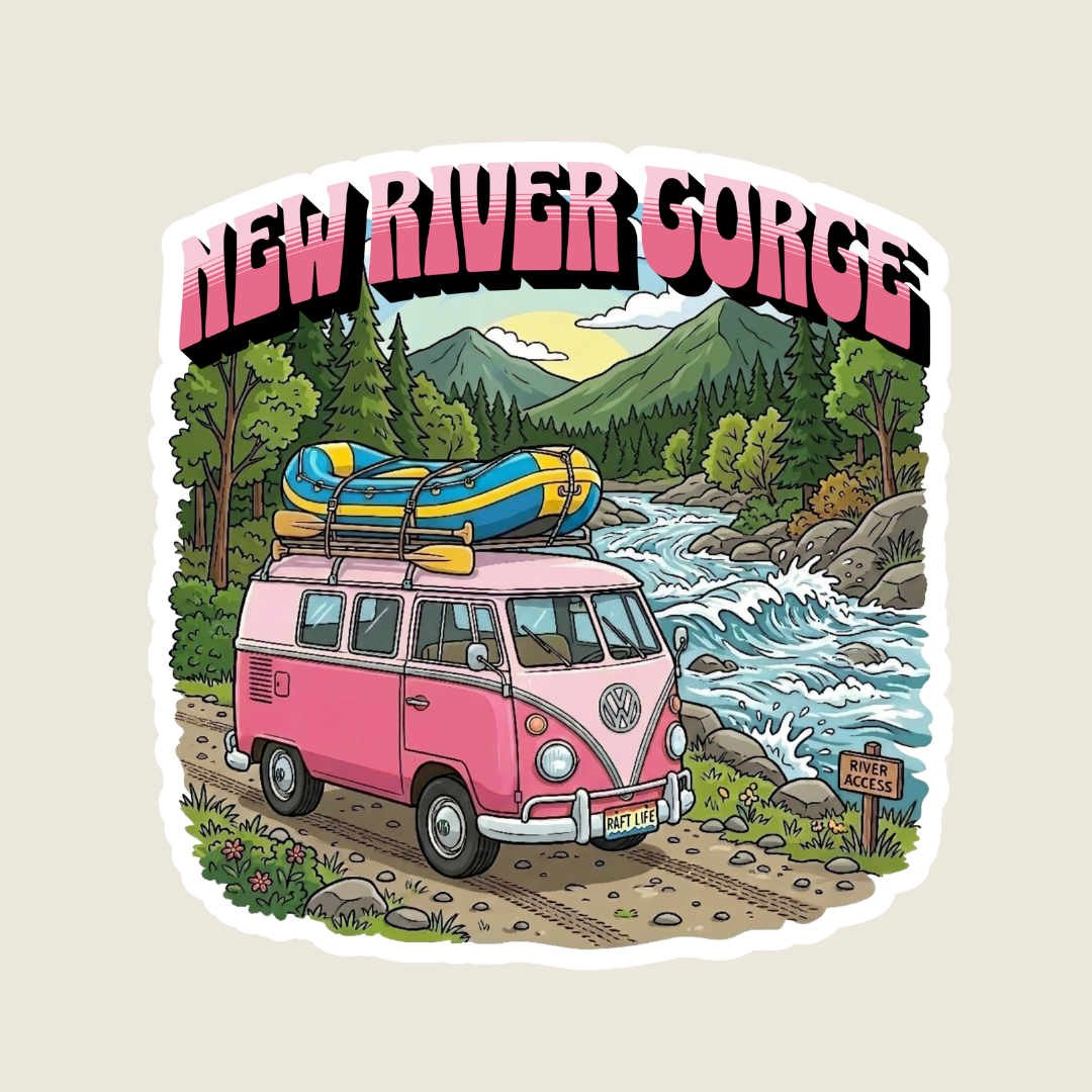 Pink Van Ready to Raft Custom Sticker