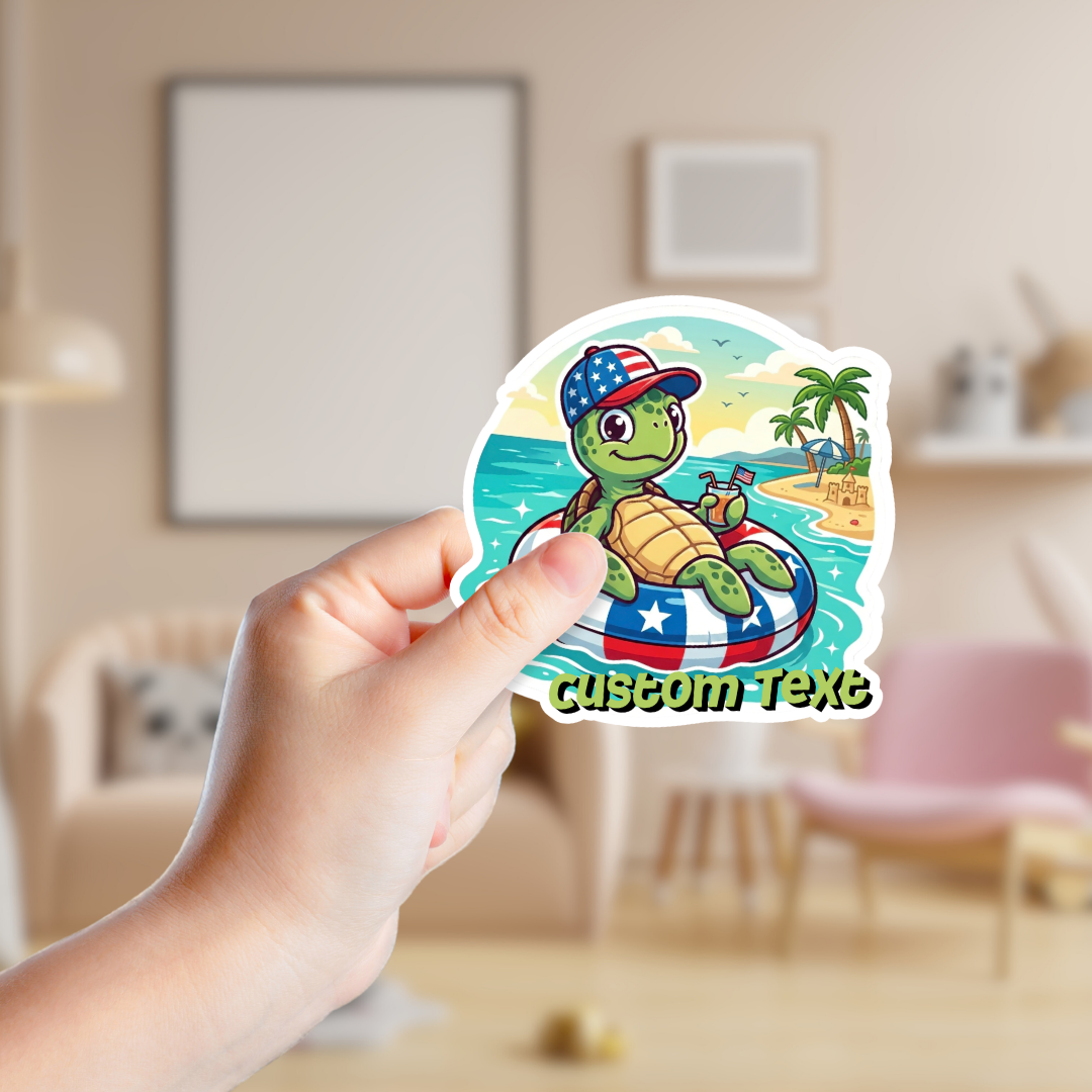 Patriotic Sea Turtle Custom Sticker
