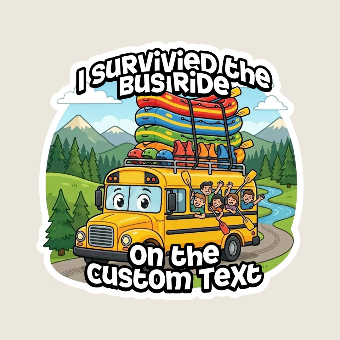 Whitewater Rafting Bus Ride Custom Sticker
