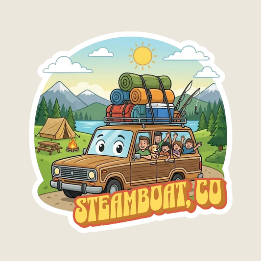 Station Wagon Ready to Camp Custom Sticker