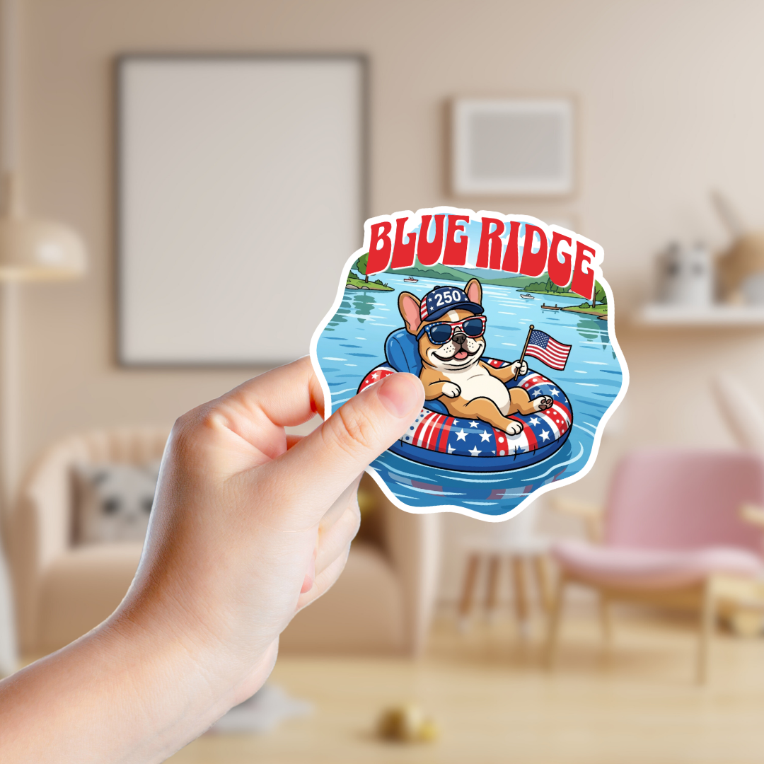 Patriotic French Bulldog at the Lake Custom Sticker