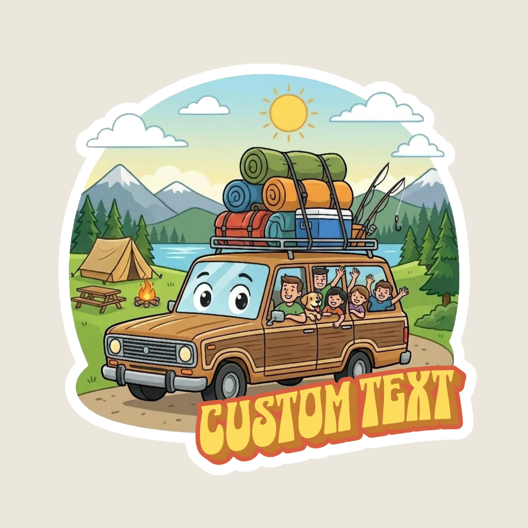 Station Wagon Ready to Camp Custom Sticker