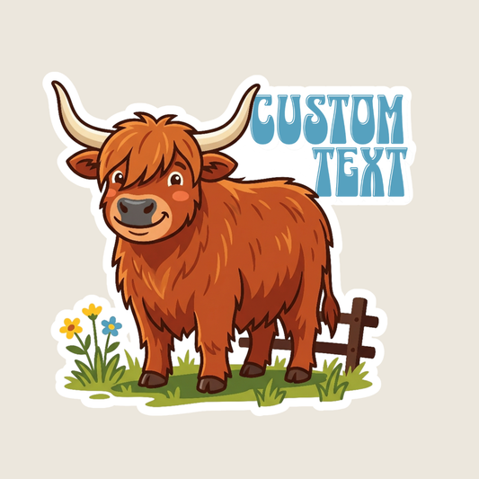 Cute Highland Cow Custom Sticker