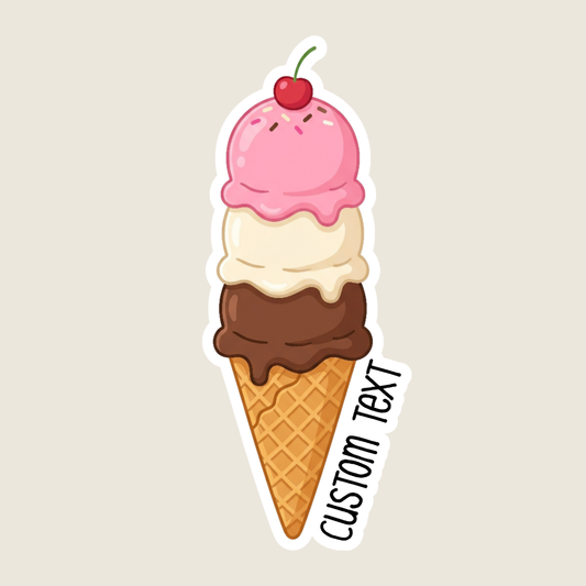 Neapolitan Ice Cream Cone Custom Sticker