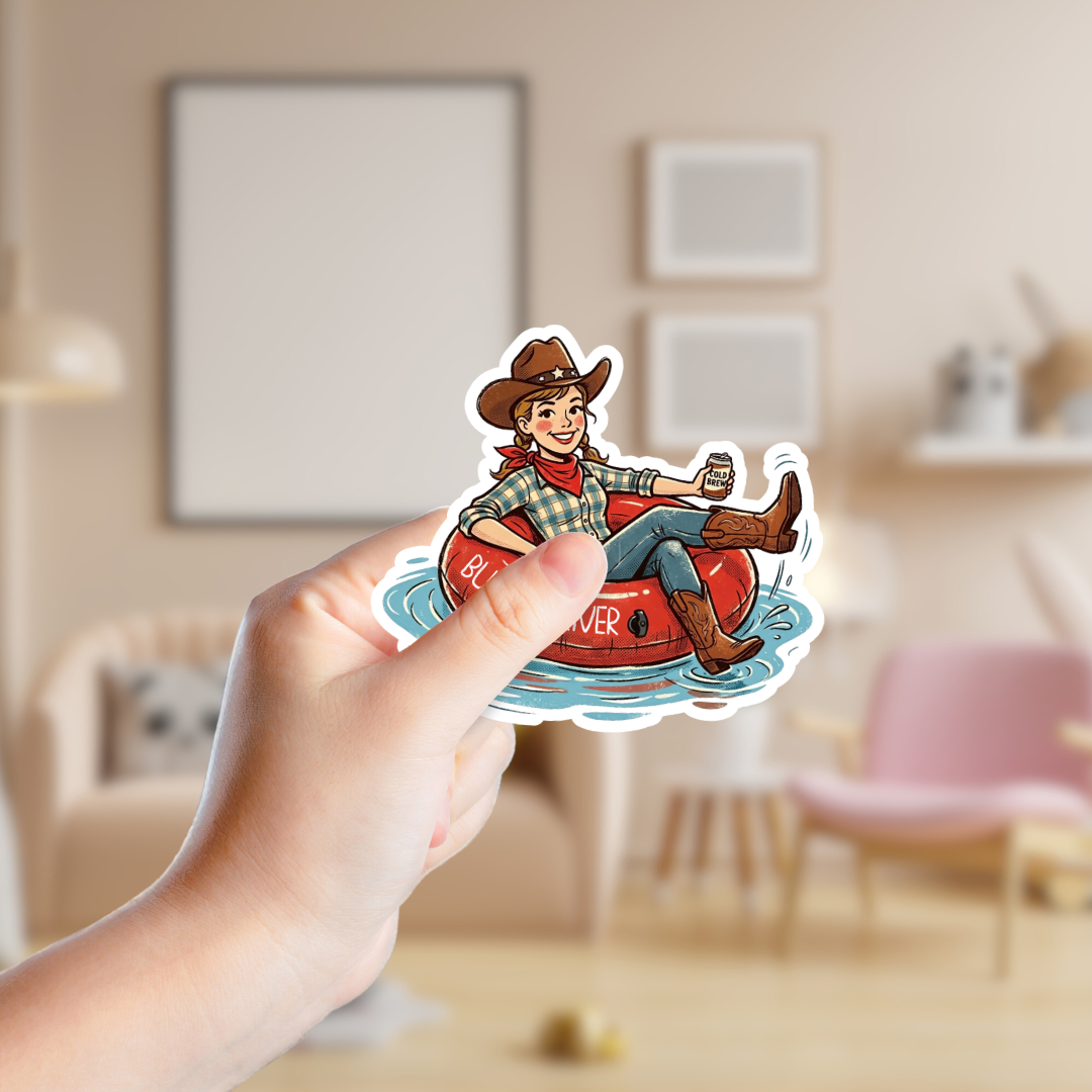 Coastal Cowgirl Tubing Custom Sticker