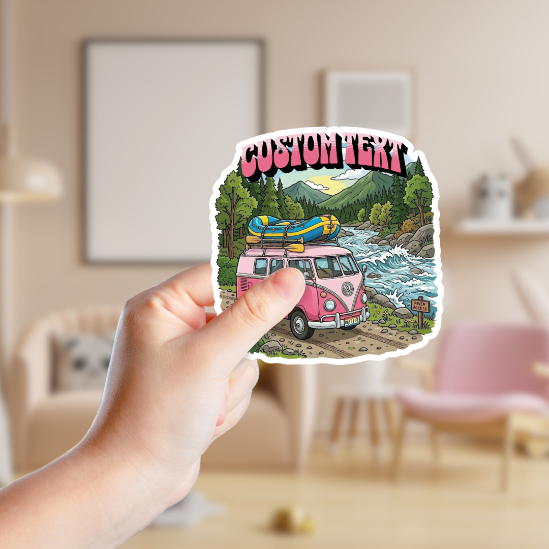Pink Van Ready to Raft Custom Sticker