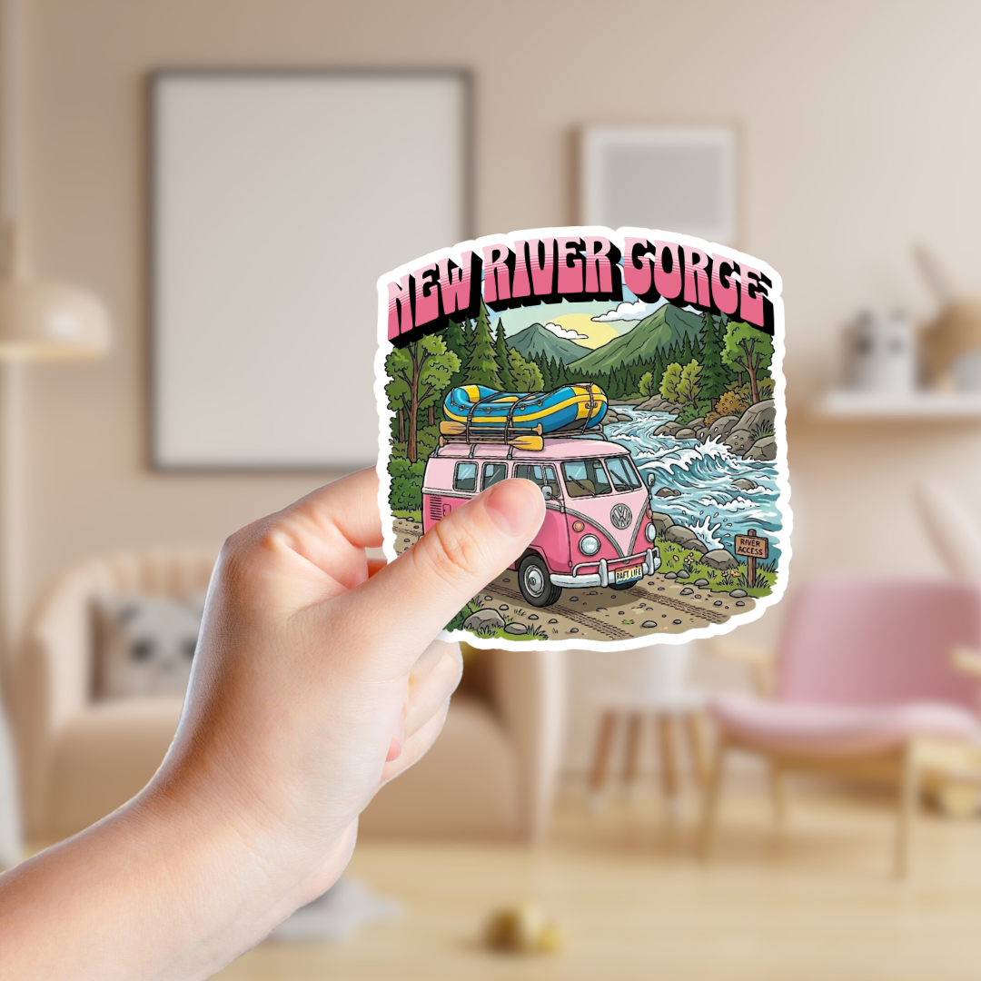 Pink Van Ready to Raft Custom Sticker