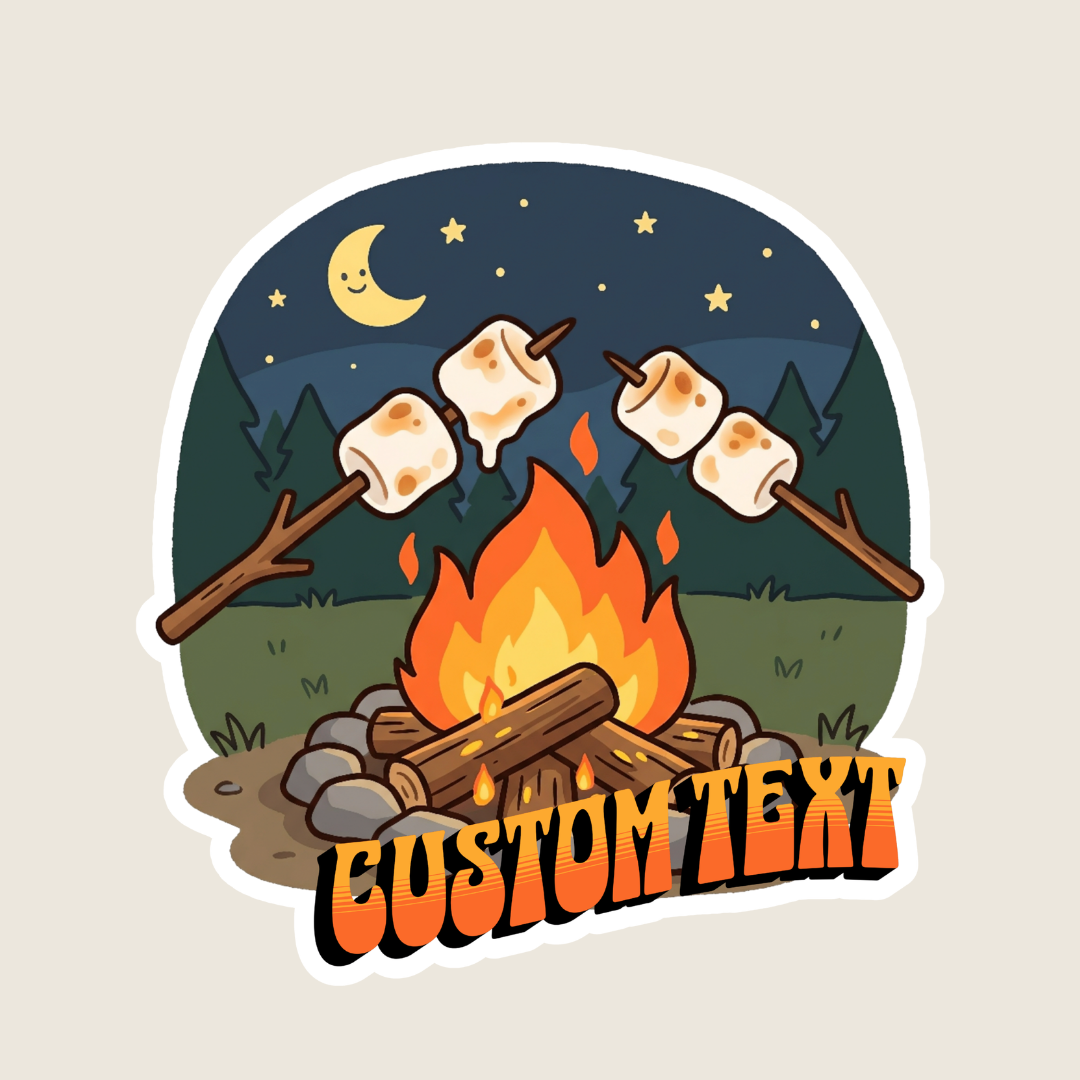 Roasting Marshmallows Custom Camping Sticker