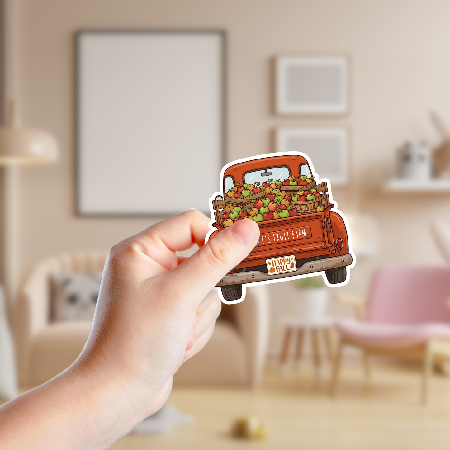 Vintage Halloween Apple Truck Custom Sticker