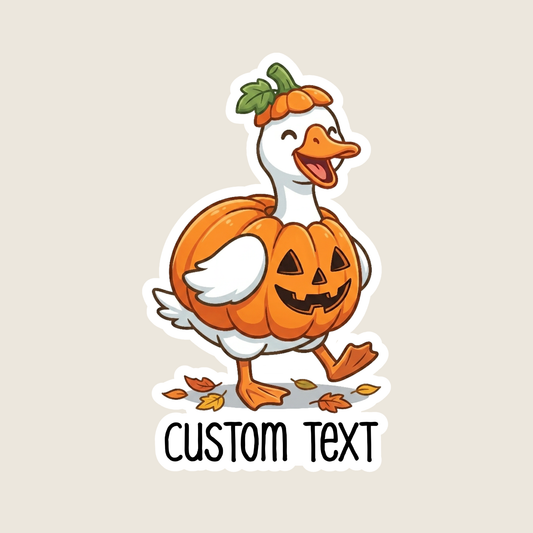 Silly Goose in a Pumpkin Costume Custom Sticker
