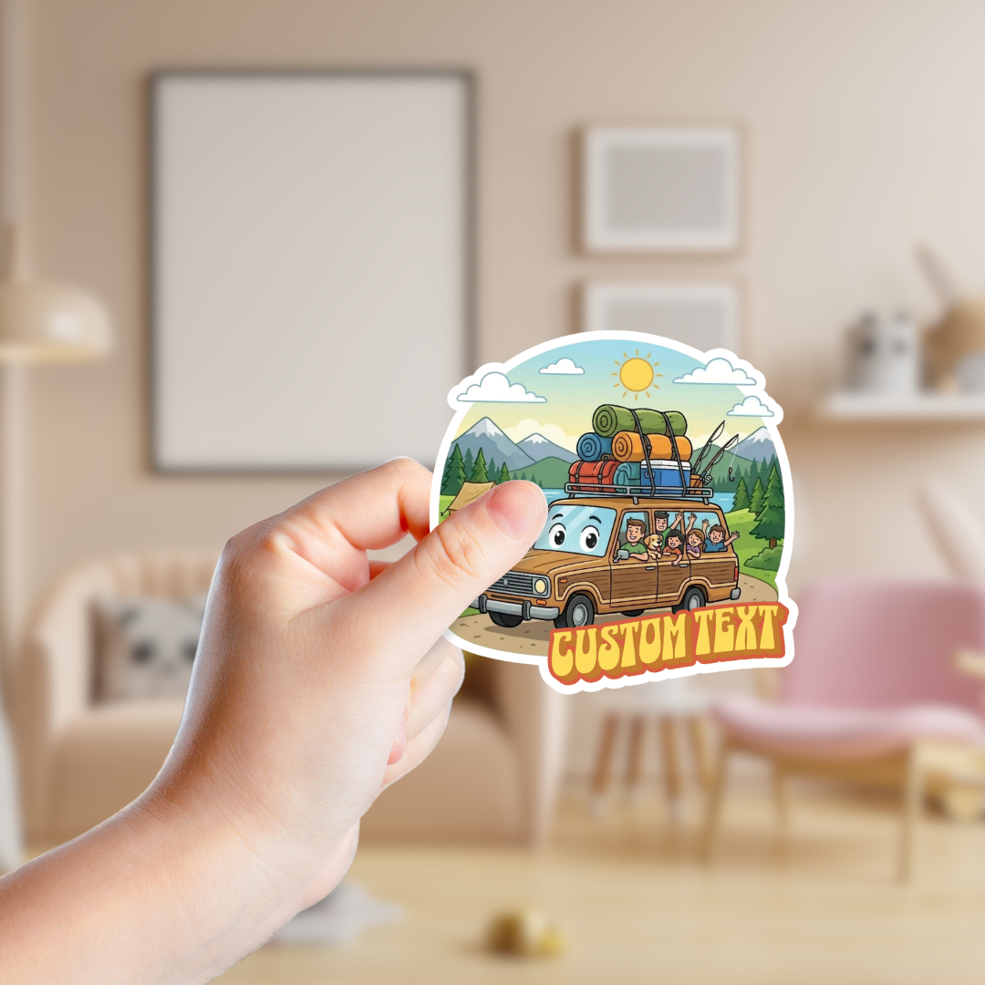 Station Wagon Ready to Camp Custom Sticker