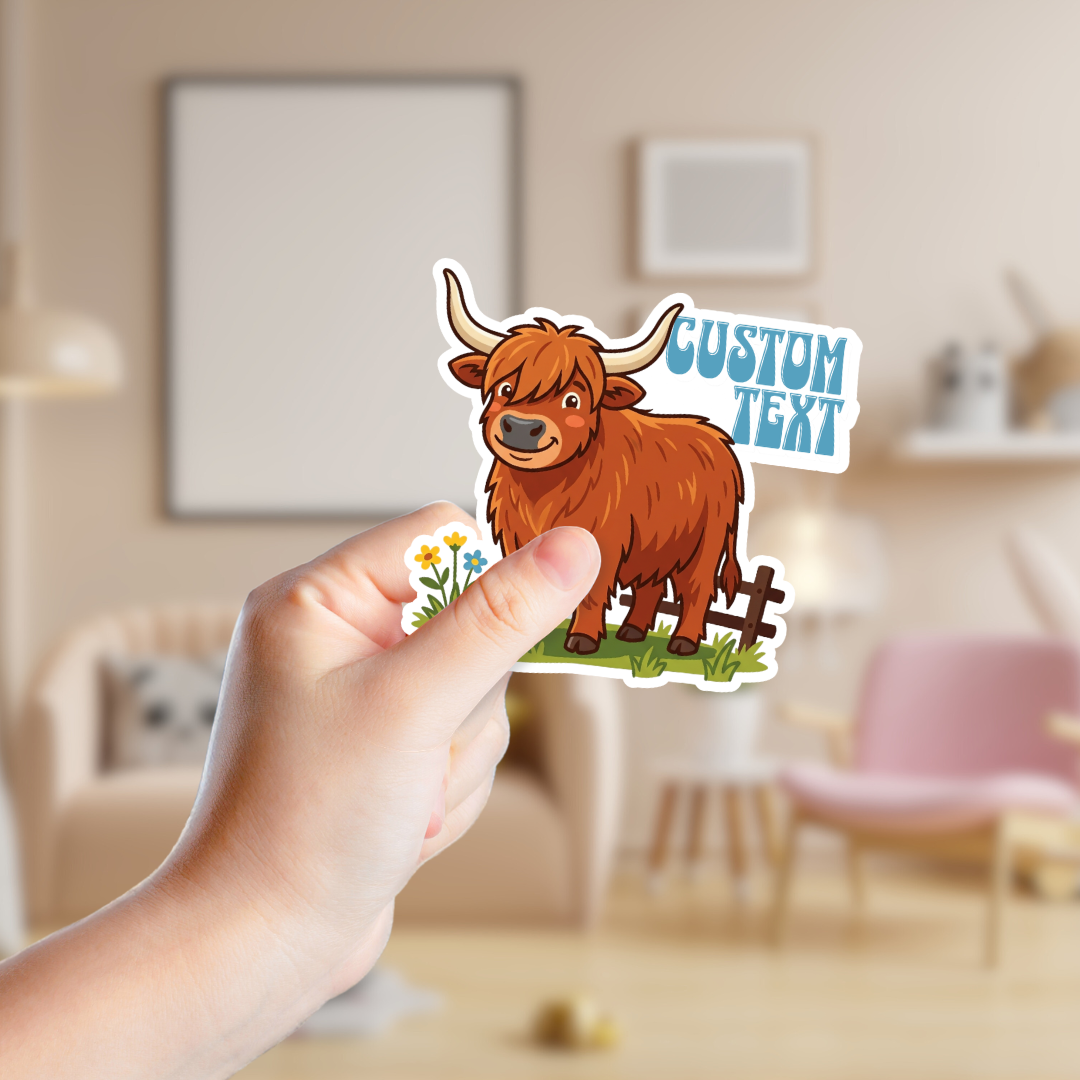 Cute Highland Cow Custom Sticker