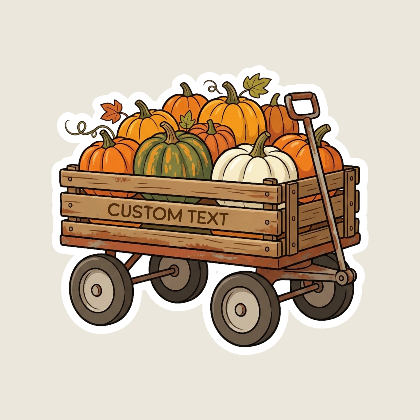 Rustic Wagon full of Pumpkins Custom Sticker
