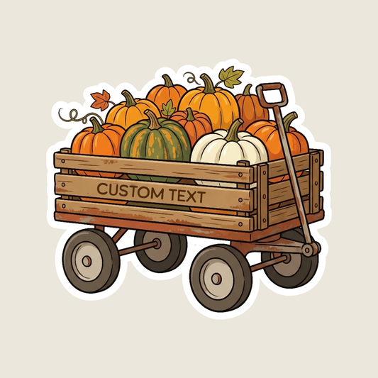 Rustic Wagon full of Pumpkins Custom Sticker
