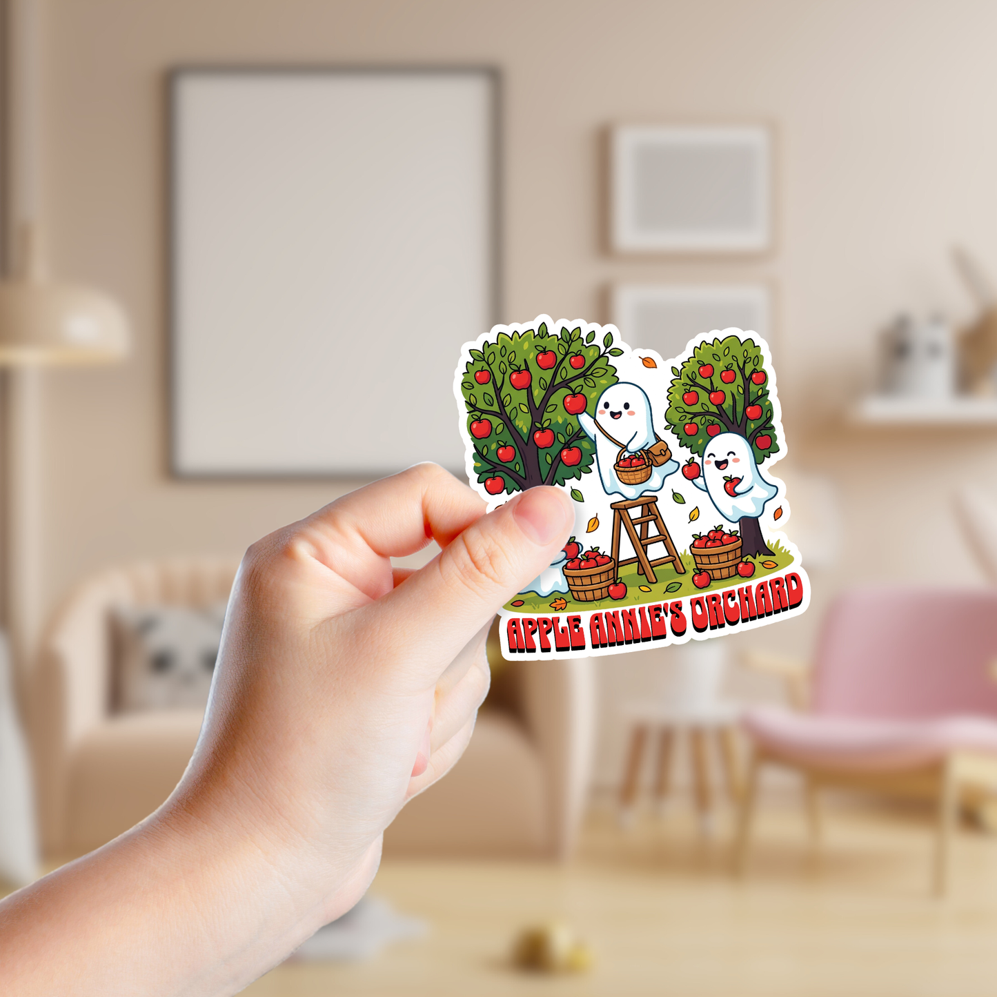 Ghosts Apple Picking Custom Sticker