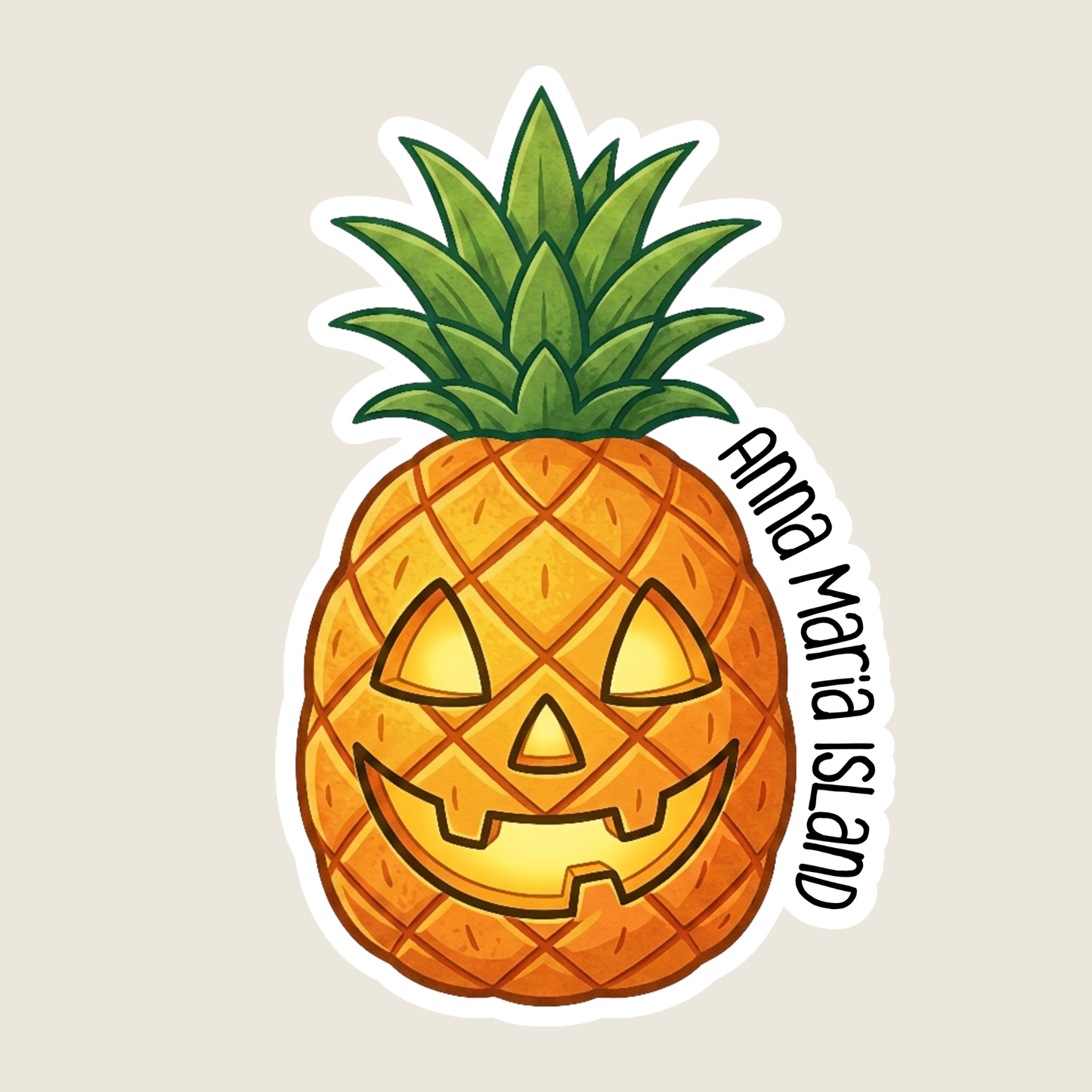 Pineapple Jack-O-Lantern Custom Halloween Sticker