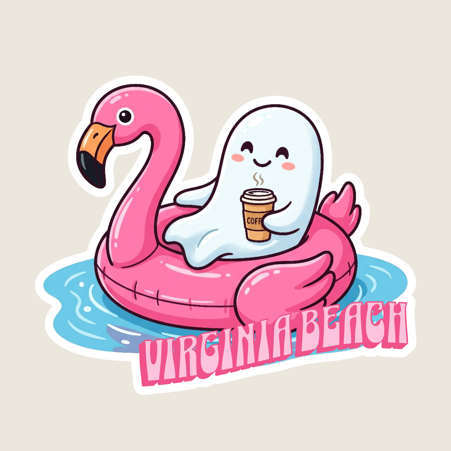 Ghost in a Flamingo Float Custom Sticker
