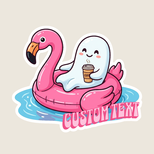 Ghost in a Flamingo Float Custom Sticker