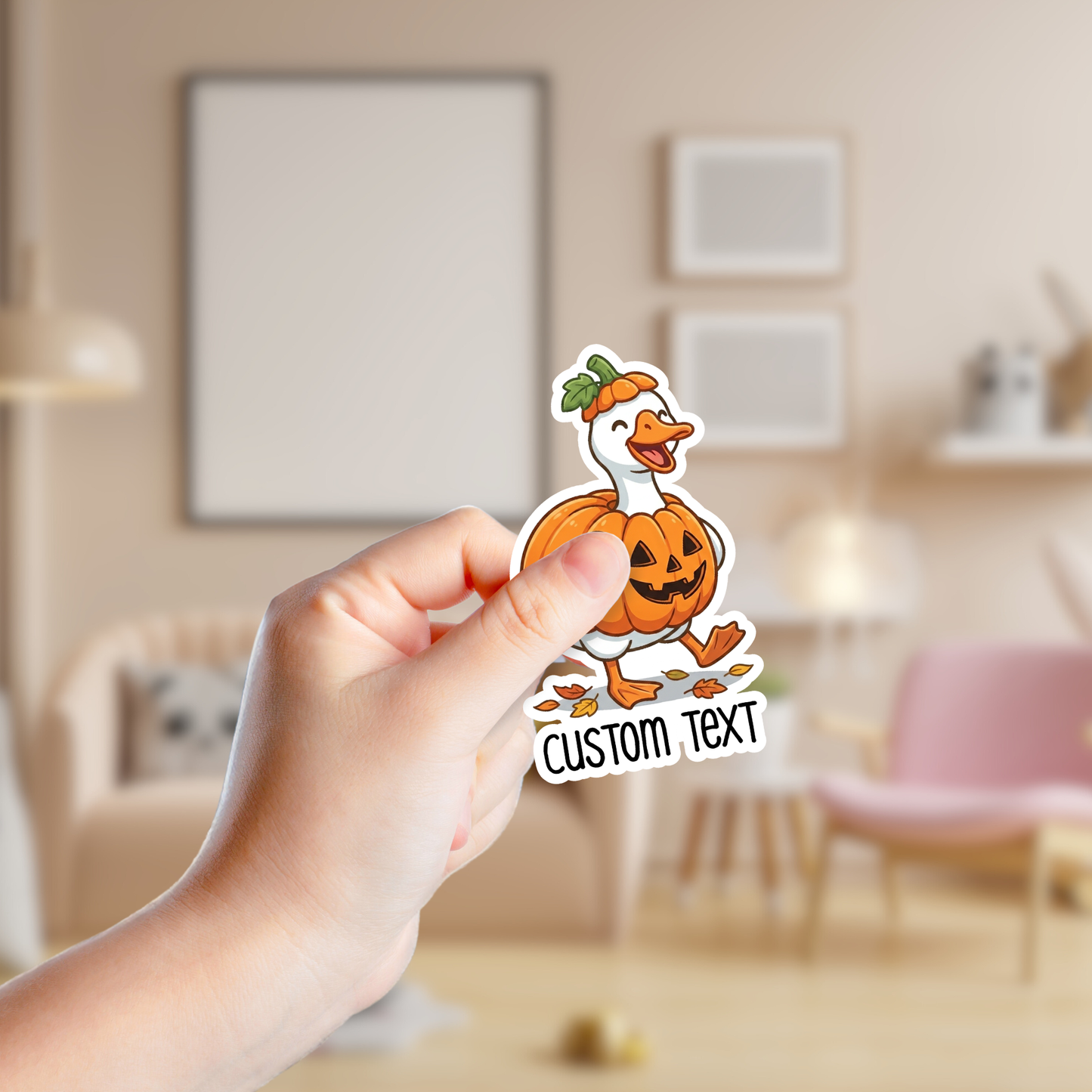 Silly Goose in a Pumpkin Costume Custom Sticker