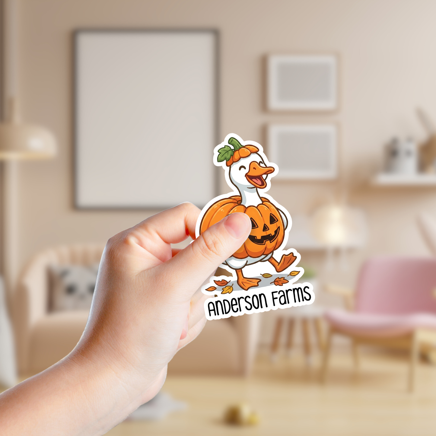 Silly Goose in a Pumpkin Costume Custom Sticker