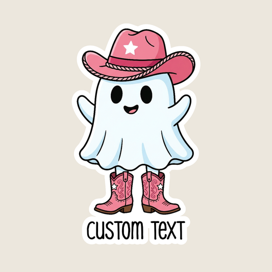 Western Ghost in Pink Cowgirl Hat Custom Sticker