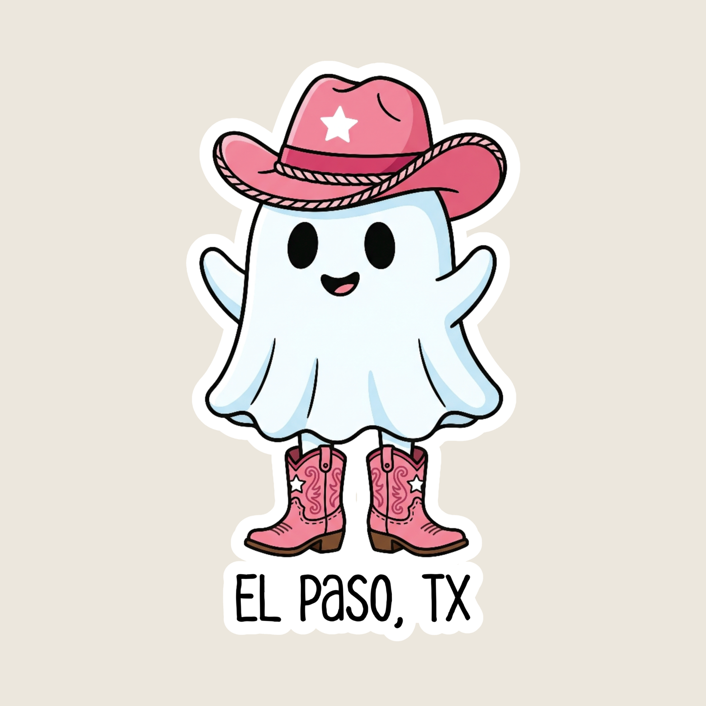 Western Ghost in Pink Cowgirl Hat Custom Sticker