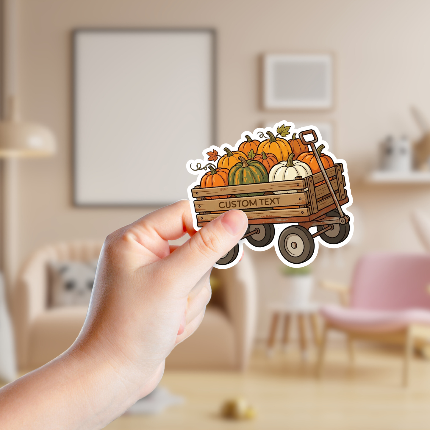 Rustic Wagon full of Pumpkins Custom Sticker